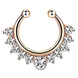 1PCS Crystal Fake Nose Ring Septum Jewelry Non Piercing Bat Fake Nose Ring Septum Cuff Earring Rook Faux Nose Piercing Clip On