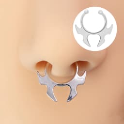 1PCS Crystal Fake Nose Ring Septum Jewelry Non Piercing Bat Fake Nose Ring Septum Cuff Earring Rook Faux Nose Piercing Clip On