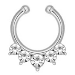 1PCS Crystal Fake Nose Ring Septum Jewelry Non Piercing Bat Fake Nose Ring Septum Cuff Earring Rook Faux Nose Piercing Clip On