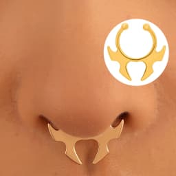 1PCS Crystal Fake Nose Ring Septum Jewelry Non Piercing Bat Fake Nose Ring Septum Cuff Earring Rook Faux Nose Piercing Clip On