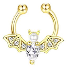 1PCS Crystal Fake Nose Ring Septum Jewelry Non Piercing Bat Fake Nose Ring Septum Cuff Earring Rook Faux Nose Piercing Clip On