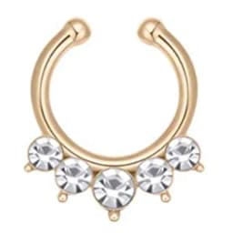 1PCS Crystal Fake Nose Ring Septum Jewelry Non Piercing Bat Fake Nose Ring Septum Cuff Earring Rook Faux Nose Piercing Clip On