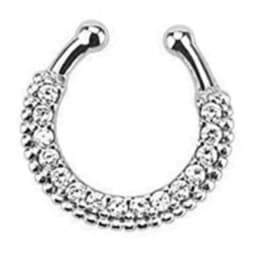 1PCS Crystal Fake Nose Ring Septum Jewelry Non Piercing Bat Fake Nose Ring Septum Cuff Earring Rook Faux Nose Piercing Clip On