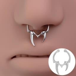 1PCS Crystal Fake Nose Ring Septum Jewelry Non Piercing Bat Fake Nose Ring Septum Cuff Earring Rook Faux Nose Piercing Clip On
