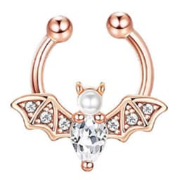 1PCS Crystal Fake Nose Ring Septum Jewelry Non Piercing Bat Fake Nose Ring Septum Cuff Earring Rook Faux Nose Piercing Clip On