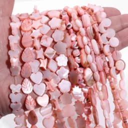 Natural Stone Shell Beads Charm Pink Loosely Spacer Beaded Dyed Mother of Pearl Shell Bead for DIY Bracelets Earrings Necklaces