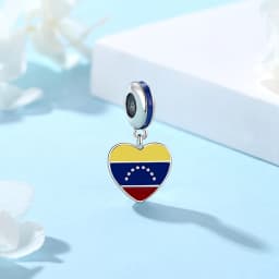 925 Sterling Silver Charms Flag Of Venezuela Heart Pendant Beads Fit Original Brand Bracelets Necklaces Jewelry For Women