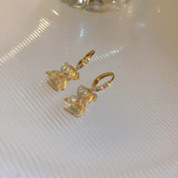Cute Bear Earrings For Women Shiny Zircon Earrings New Trendy Golden Copper Drop Earring Party Wedding Jewelry Gifts A-