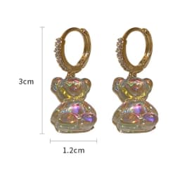 Cute Bear Earrings For Women Shiny Zircon Earrings New Trendy Golden Copper Drop Earring Party Wedding Jewelry Gifts A-