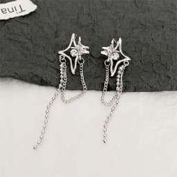 Silver Color Star Tassel Earrings for Women Hollow Links Korean Fashion Cool Stuff Bohemian Hanging Earrings Female Ear Jewelry