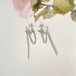 Silver Color Star Tassel Earrings for Women Hollow Links Korean Fashion Cool Stuff Bohemian Hanging Earrings Female Ear Jewelry