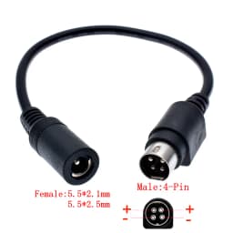Female 5.5*2.5mm to male 3-Pin / 4-Pin Cable Lead For SATO TG-5011-19V-ES Just a 4-Pin cable For TV LCD VCR power supply