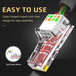 2PCS RJ45 CAT6A CAT6 Connector, ZoeRax Tool Free Ethernet Termination Plugs, 23AWG to 26AWG Cable Internet Plug Toolless