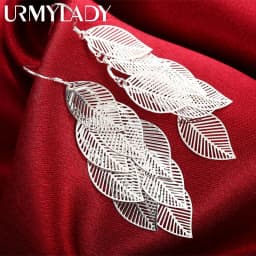 925 Sterling Silver Earrings fashion Jewelry Woman Layered Hollow Leaves Tassel Long Drop earrings Trendsetter Christmas Gifts