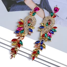 Design Dangle Earrings For Women Girl Luxury Elegant Metal Hollow Chain Leaves Crystal Brincos Pendant Jewelry Ear Accessories