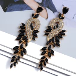Design Dangle Earrings For Women Girl Luxury Elegant Metal Hollow Chain Leaves Crystal Brincos Pendant Jewelry Ear Accessories