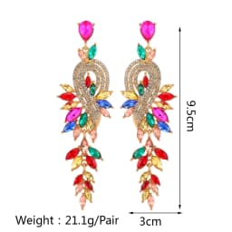 Design Dangle Earrings For Women Girl Luxury Elegant Metal Hollow Chain Leaves Crystal Brincos Pendant Jewelry Ear Accessories