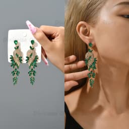 Design Dangle Earrings For Women Girl Luxury Elegant Metal Hollow Chain Leaves Crystal Brincos Pendant Jewelry Ear Accessories