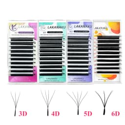 LAKANAKU 6D Shape Cilia Eyelash Extension 0.07 C/D Mink Natural Soft Professional Makeup Cilios