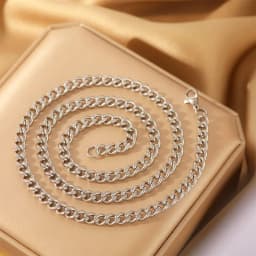 3pcs Necklace Set For Both Men And Women Hip Hop Style Stainless Steel Six Sided Grinding Cuban Chain Minimalist Jewelry