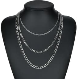 3pcs Necklace Set For Both Men And Women Hip Hop Style Stainless Steel Six Sided Grinding Cuban Chain Minimalist Jewelry