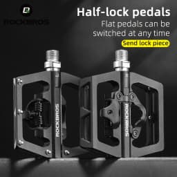 ROCKBROS Bicycle Pedal Non-Slip MTB Bike Pedals Aluminum Alloy Flat Platform Applicable SPD Half-lock Pedal Cycling Accessories