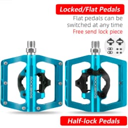 ROCKBROS Bicycle Pedal Non-Slip MTB Bike Pedals Aluminum Alloy Flat Platform Applicable SPD Half-lock Pedal Cycling Accessories