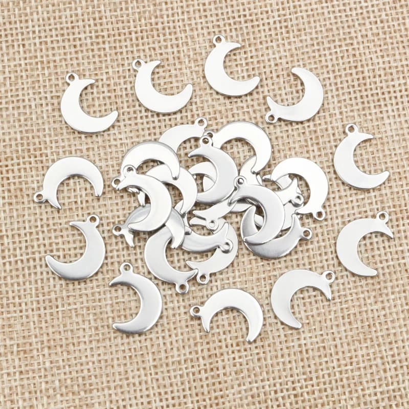 30pc/lot 16x11mm No Fade Charms 316 Stainless Steel Moon Charms for necklace pendant charms diy jewelry making