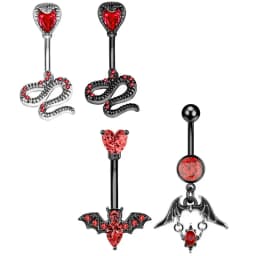 1PC Crystal Belly Button Ring Bat Fox Navel Piercing Heart Devil Belly Ring Snake Belly Button Piercing Ombligo Lot Body Jewelry