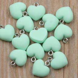 20Pcs 13X15MM Cute 9 Color Heart Resin Earring Charms Diy Findings Kawaii 3D Phone Keychain Bracelets Pendant For Jewelry Making