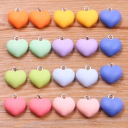 20Pcs 13X15MM Cute 9 Color Heart Resin Earring Charms Diy Findings Kawaii 3D Phone Keychain Bracelets Pendant For Jewelry Making