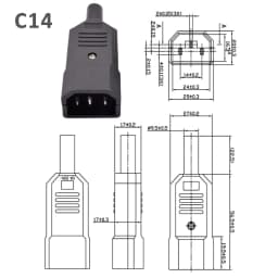 5/10pcs IEC 320 AC Power Connector C13 C14 Rewireable 10A 250V Black Electrical 3 Pin Female Male Straight Cable Plug Socket
