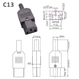 5/10pcs IEC 320 AC Power Connector C13 C14 Rewireable 10A 250V Black Electrical 3 Pin Female Male Straight Cable Plug Socket