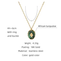 YACHAN Stainless Steel Chains Necklace for Women Turquoise Natural Stone Pendant 18K Gold Plated Necklaces Trendy Jewelry Gift