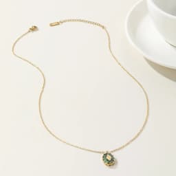 YACHAN Stainless Steel Chains Necklace for Women Turquoise Natural Stone Pendant 18K Gold Plated Necklaces Trendy Jewelry Gift