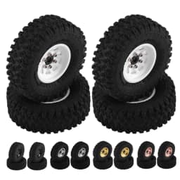 4pcs Metal 1.0" Beadlock Deep Dish Wheel Tire Set For 1/18 1/24 RC Crawler Car Axial SCX24 AX24 TRX4M FMS FCX24 Upgrade Parts