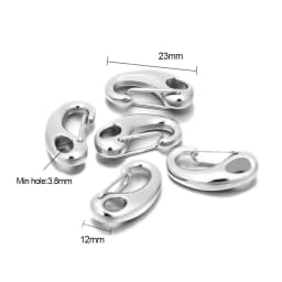 5Pcs Stainless Steel D-shaped Lobster Clasp Necklace Chains Hooks Connectors Parts for Jewelry Making DIY Crafts Findings