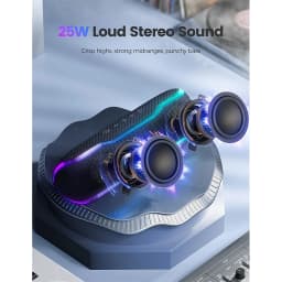 WISETIGER Bluetooth Speaker Outdoor IPX7 Waterproof 25W BT5.3 Loudspeaker Stereo Surround Speaker with Cool Pulsing EQ Lights