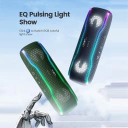 WISETIGER Bluetooth Speaker Outdoor IPX7 Waterproof 25W BT5.3 Loudspeaker Stereo Surround Speaker with Cool Pulsing EQ Lights
