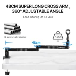 Ulanzi LS26 Desktop Low Microphone Stand 360° Adjustable 48cm Super Long Cross Arm with Microphone Holder 1/4'' 3/8'' 5/8''