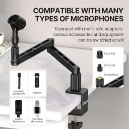 Ulanzi LS26 Desktop Low Microphone Stand 360° Adjustable 48cm Super Long Cross Arm with Microphone Holder 1/4'' 3/8'' 5/8''