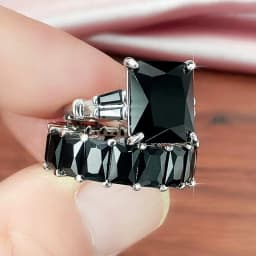 Huitan Luxury Trendy Square Cubic Zirconia Promise Rings for Women 2Pcs Set Silver Color/Gold Color Wedding Rings Hot Jewelry