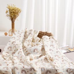 Elinfant Cute Soft Print Baby Towel Wrap 120x110cm Bamboo Cotton Baby Muslin Swaddle Blanket