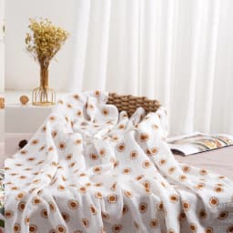 Elinfant Cute Soft Print Baby Towel Wrap 120x110cm Bamboo Cotton Baby Muslin Swaddle Blanket