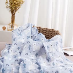 Elinfant Cute Soft Print Baby Towel Wrap 120x110cm Bamboo Cotton Baby Muslin Swaddle Blanket