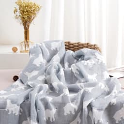 Elinfant Cute Soft Print Baby Towel Wrap 120x110cm Bamboo Cotton Baby Muslin Swaddle Blanket