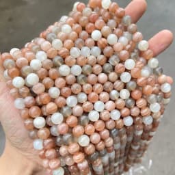 3A Natural Mixed Moonstone Sunstone Beads Round Smooth Loose Spacer Gemstone For Jewelry Making Diy Bracelet Necklace Accessory