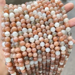 3A Natural Mixed Moonstone Sunstone Beads Round Smooth Loose Spacer Gemstone For Jewelry Making Diy Bracelet Necklace Accessory