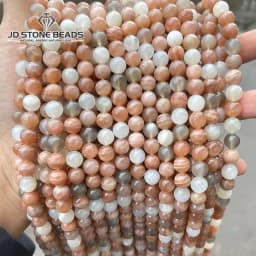 3A Natural Mixed Moonstone Sunstone Beads Round Smooth Loose Spacer Gemstone For Jewelry Making Diy Bracelet Necklace Accessory