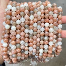 3A Natural Mixed Moonstone Sunstone Beads Round Smooth Loose Spacer Gemstone For Jewelry Making Diy Bracelet Necklace Accessory